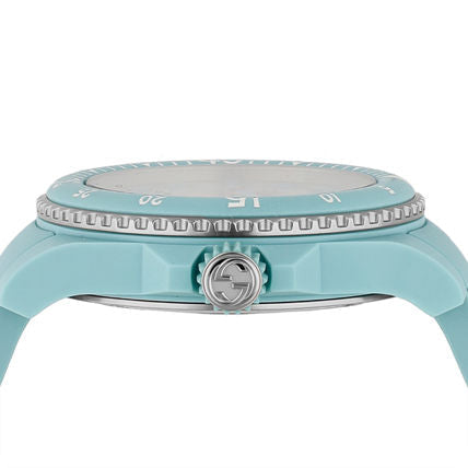 Gucci Dive watch top view showing case profile and crown