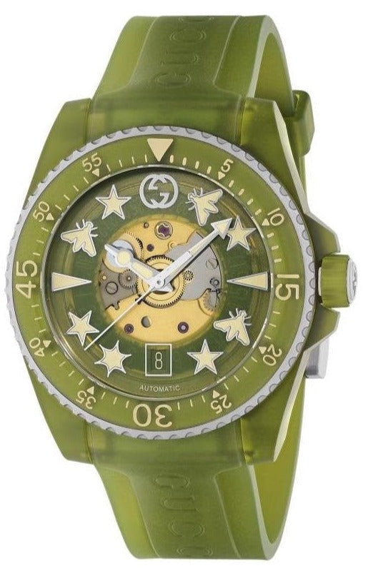 Gucci Dive Automatic Green Dial Men's Watch YA136345