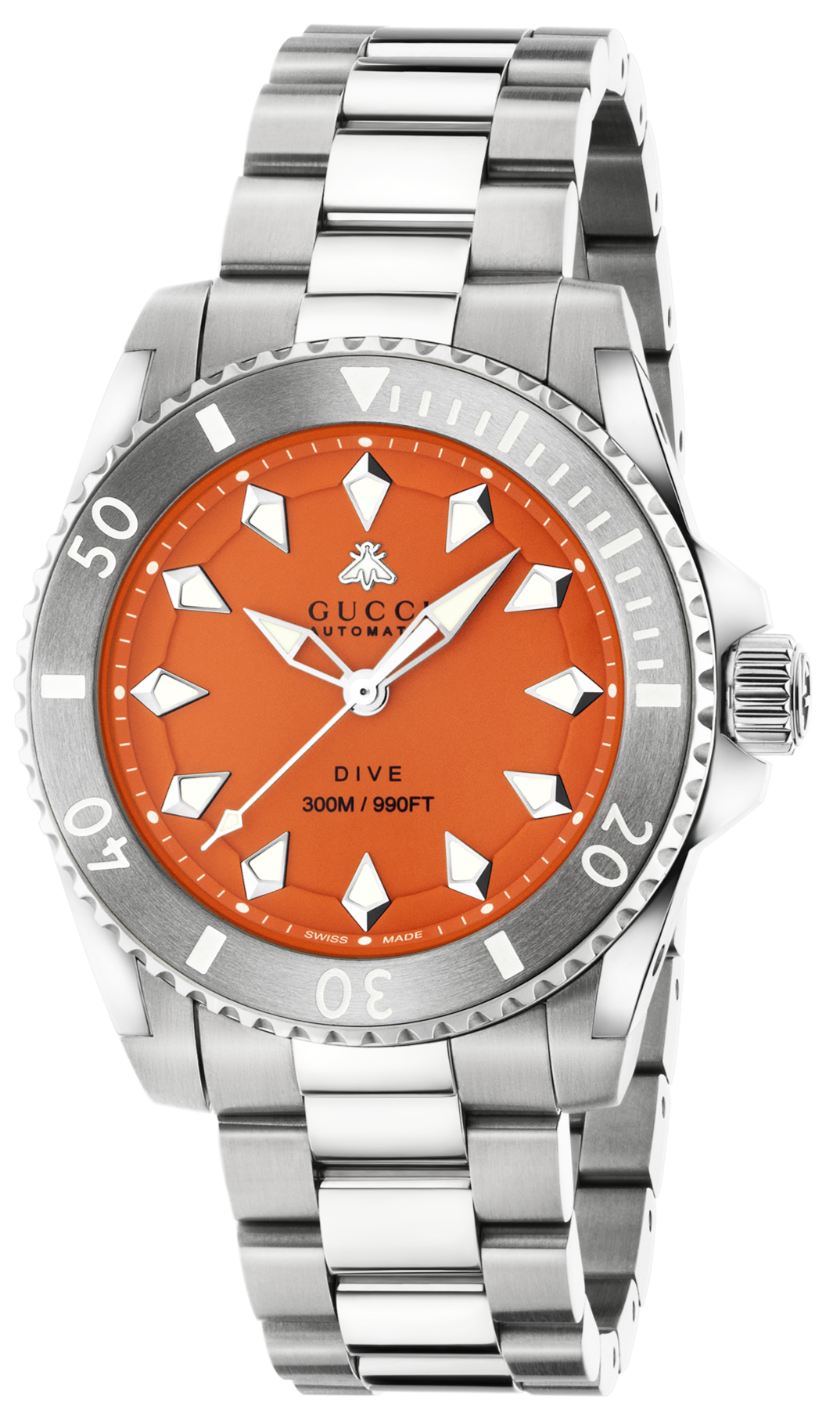 GUCCI Dive AUTO 40MM Stainless Steel Orange Dial Men's Watch YA136355