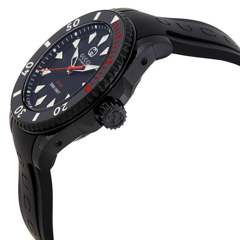 Gucci Dive Automatic Black Dial Rubber Strap Men's Watch - YA136361