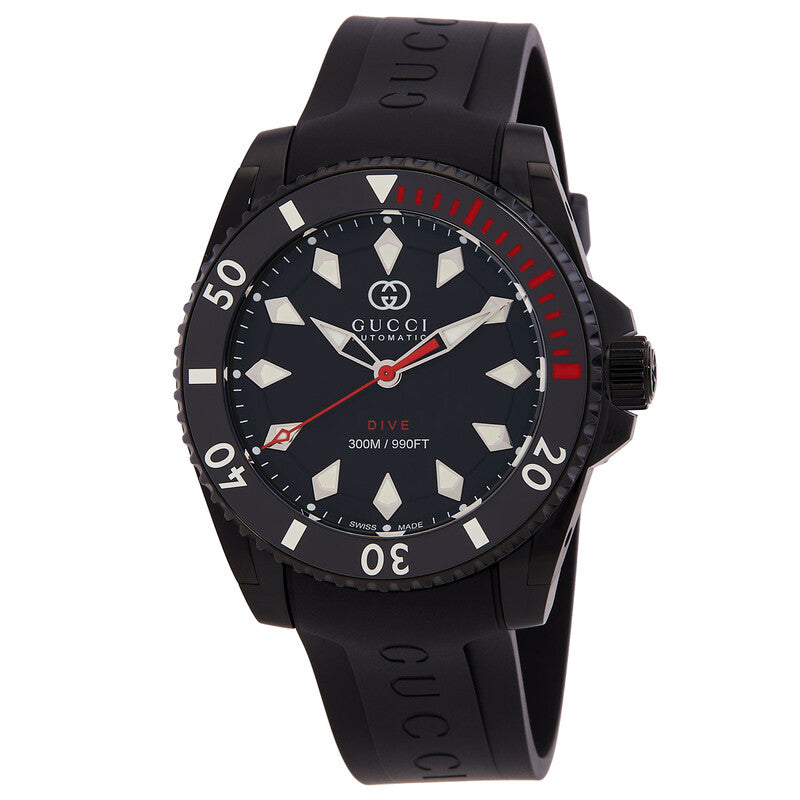 Gucci Dive Automatic Black Dial Rubber Strap Men's Watch - YA136361