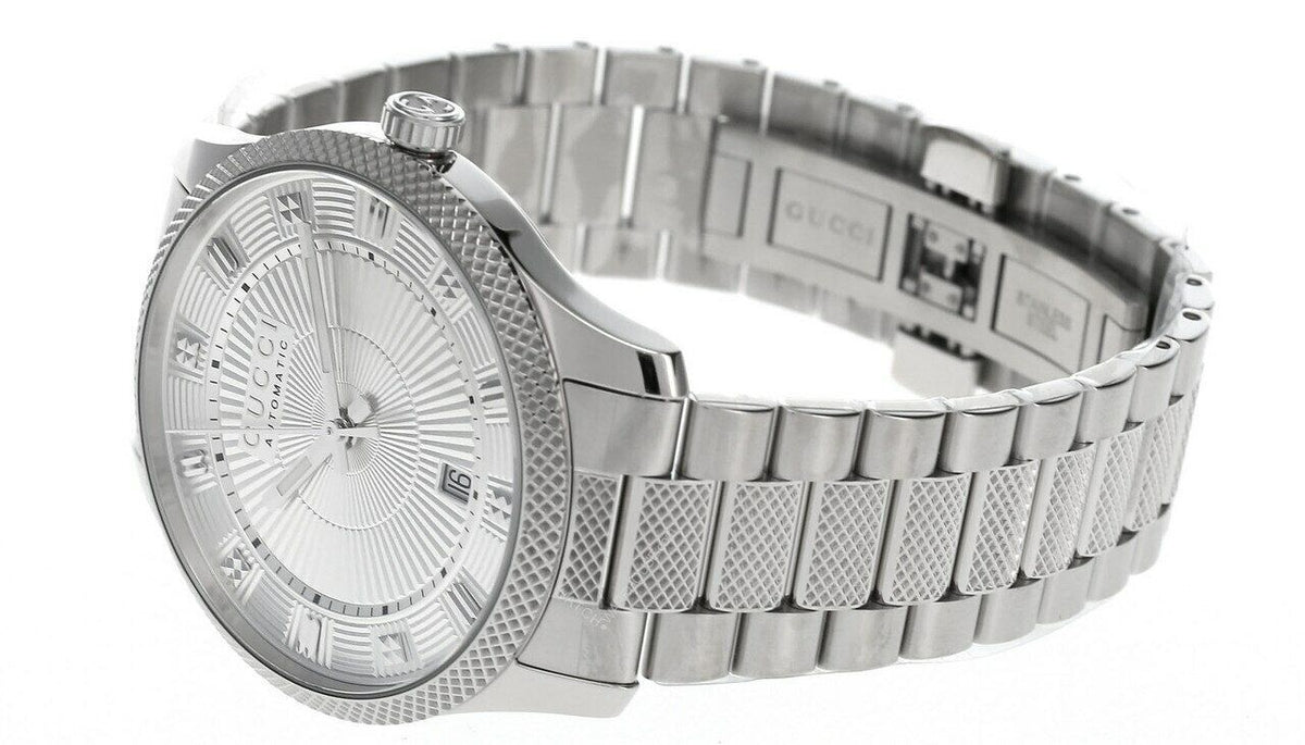 GUCCI Eryx 40MM AUTO Steel Silver GuillochÃ¨ Dial Men's Watch YA126339