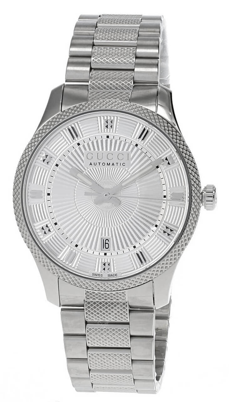 GUCCI Eryx 40MM AUTO Steel Silver GuillochÃ¨ Dial Men's Watch YA126339