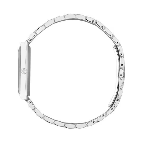 Gucci G-Frame Stainless Steel Pink Dial Diamonds Rectangle Quartz Womens Watch YA127516