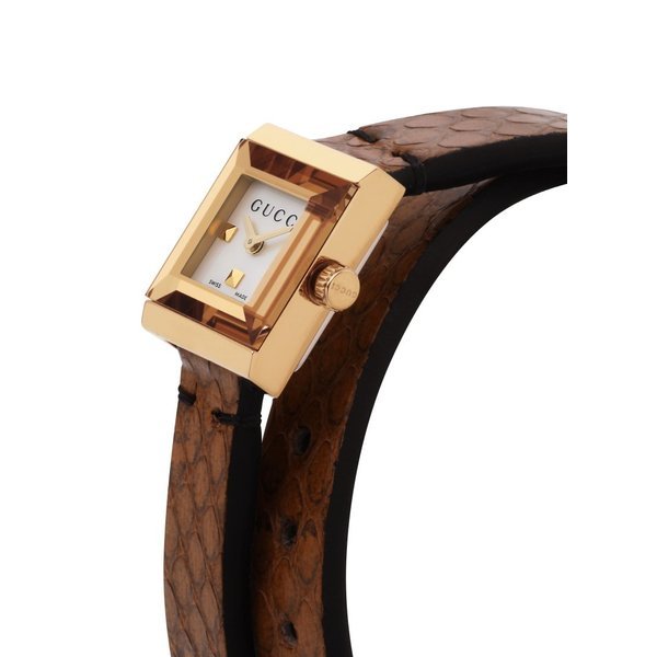 Ladies Gucci G-Frame Leather Strap Women's Watch YA128523