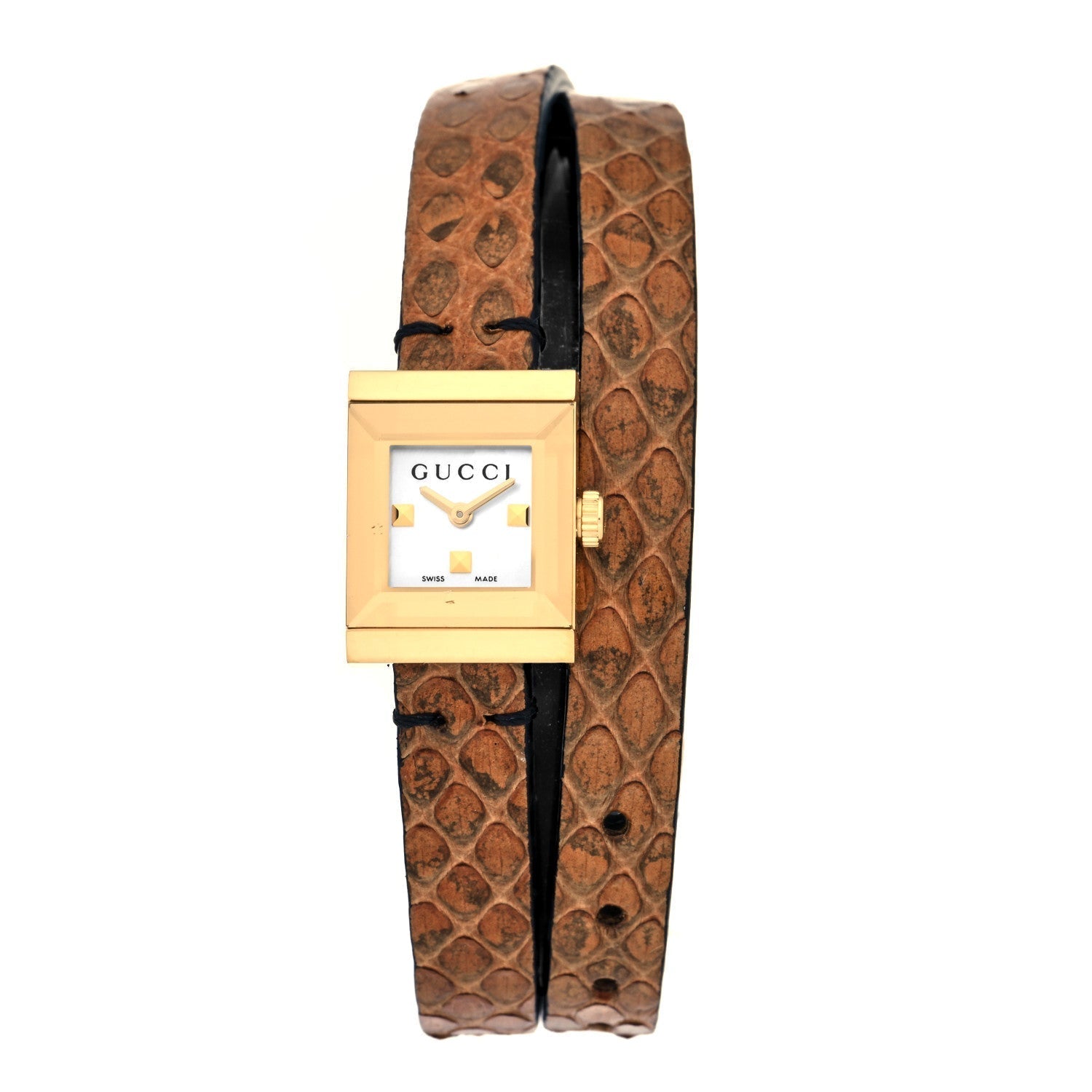 Ladies Gucci G-Frame Leather Strap Women's Watch YA128523