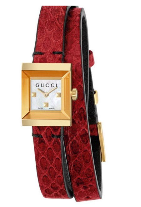 Ladies Gucci G-Frame Leather Strap Women's Watch - YA128524