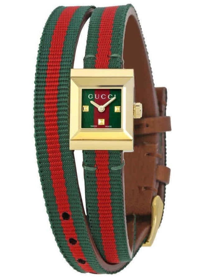 Gucci G-Frame Red and Green Dial Women's Watch YA128527