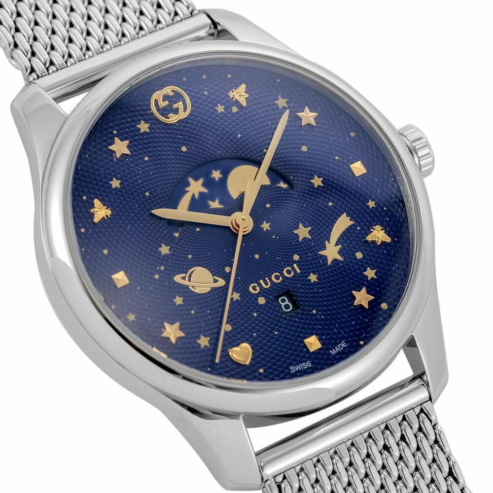 GUCCI G-Timeless Slim Moonphase Blue Dial Mesh Bracelet Men's Watch YA126328