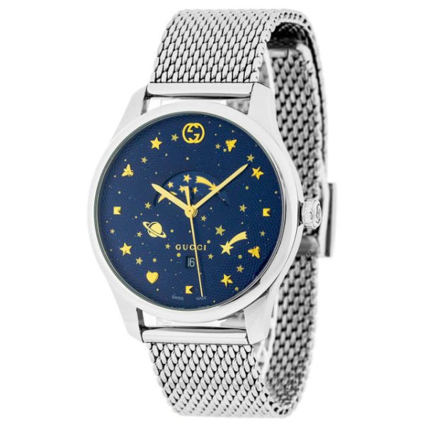 GUCCI G-Timeless Slim Moonphase Blue Dial Mesh Bracelet Men's Watch YA126328