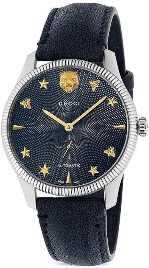 GUCCI G-Timeless 40MM Automatic Blue Dial Leather Men's Watch YA126347
