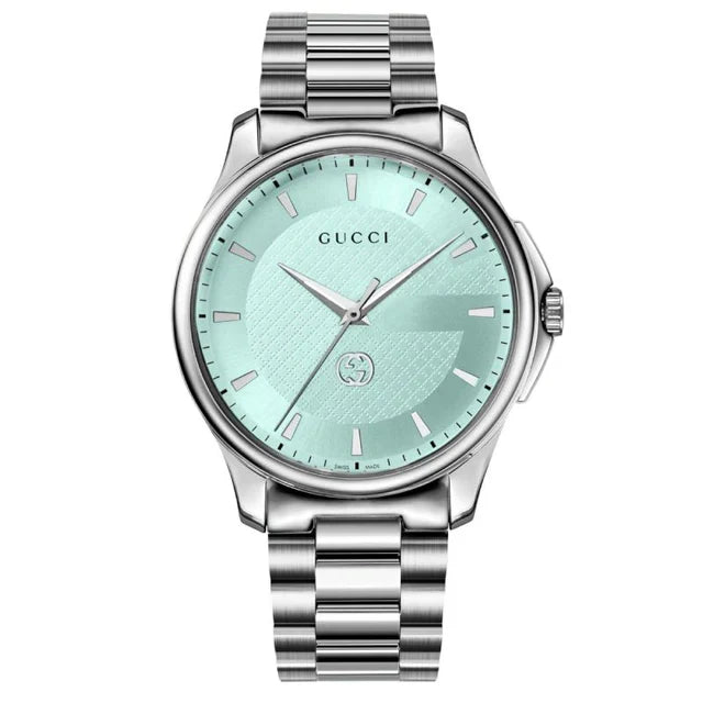Gucci G-Timeless Stainless Steel Turquoise Blue Dial Quartz Mens Watch YA126372