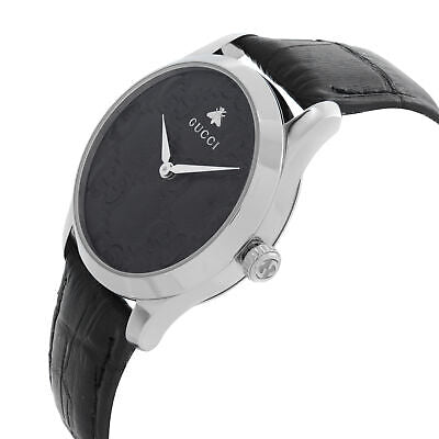 Gucci G Timeless watch side view with curved leather strap