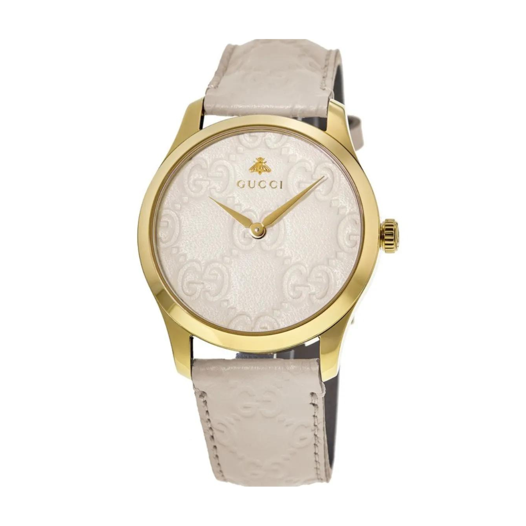 Gucci G-Timeless White Dial White Leather Strap Men's Watch YA1264033A