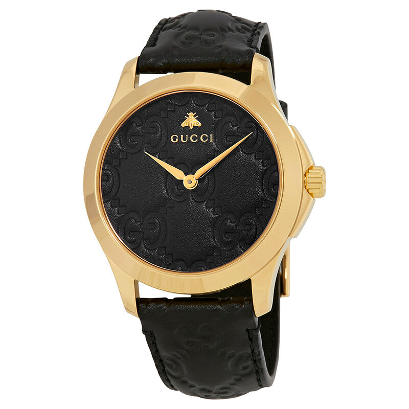 GUCCI G-Timeless 38MM Black GG Dial Quartz SS Unisex Watch YA1264034A