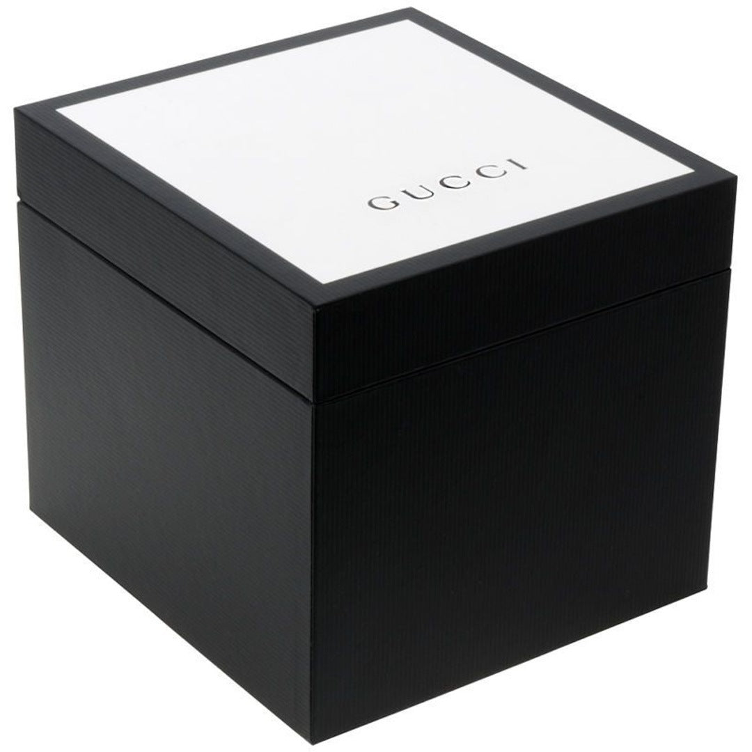 Gucci watch packaging box with white lid and black base