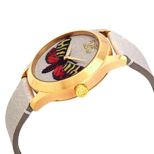 Gucci G-Timeless Butterfly Dial Leather Strap Women's Watch YA1264062