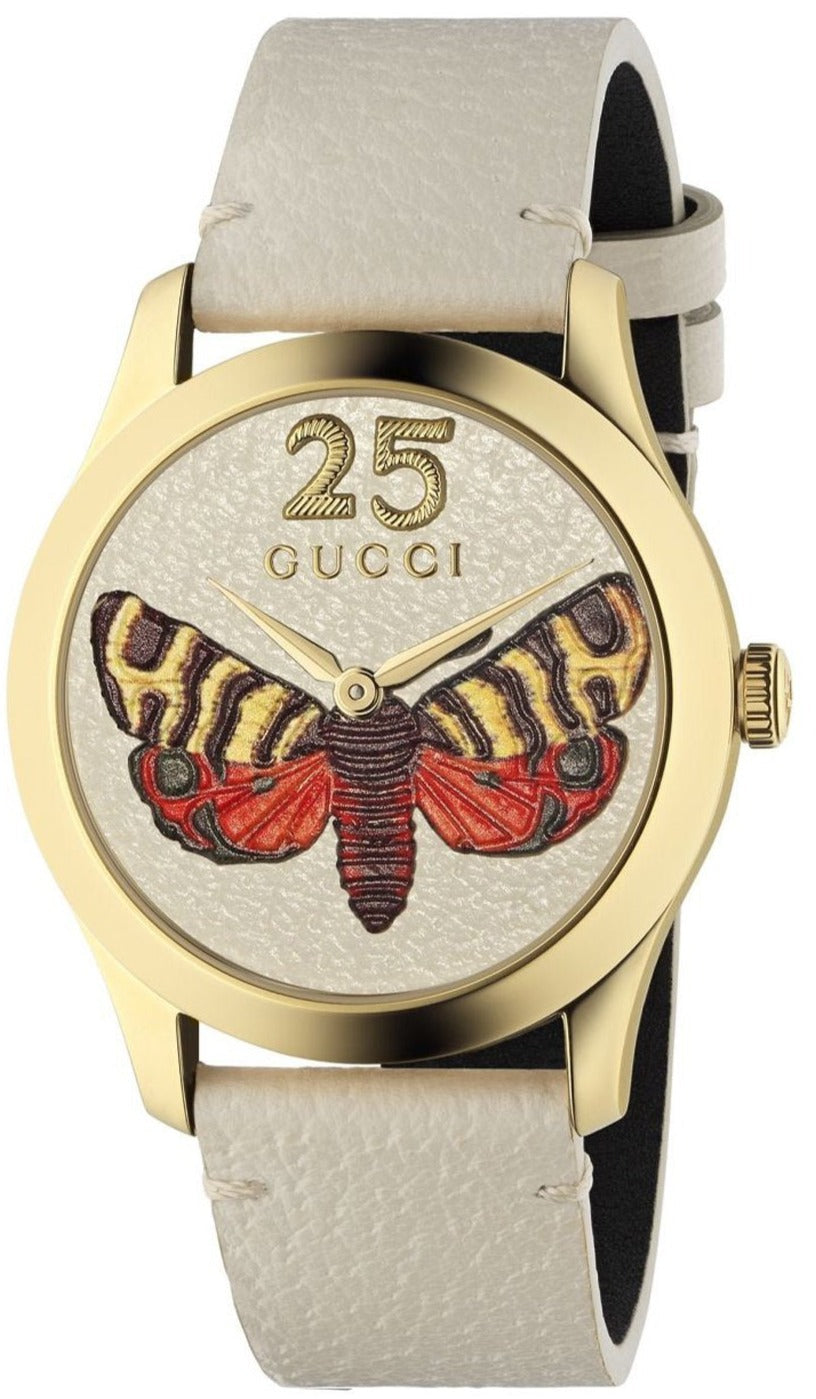 Gucci G-Timeless Butterfly Dial Leather Strap Women's Watch YA1264062