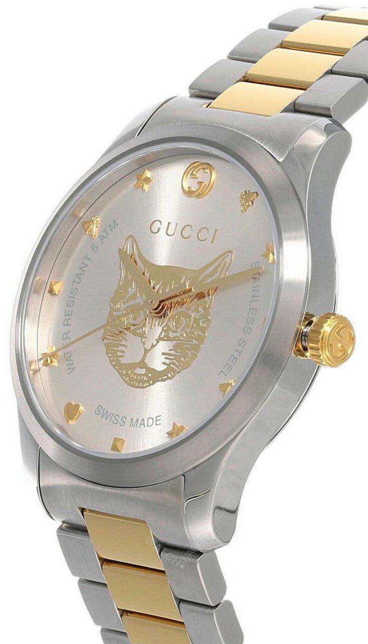 Gucci G-Timeless Silver Dial Two-Tone Stainless Steel Women's Watch YA1264074