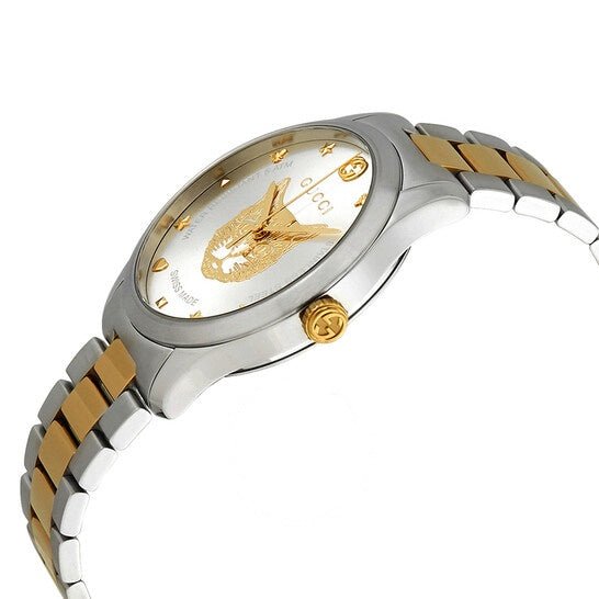 Gucci G-Timeless Silver Dial Two-Tone Stainless Steel Women's Watch YA1264074