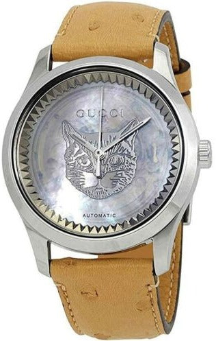 Gucci G-Timeless Automatic Transparent Mother of Pearl Dial Ladies Watch YA1264112