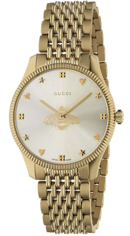 Gucci G-Timeless with Bee Slim Silver Dial Gold-Tone Women's Watch - YA1264155