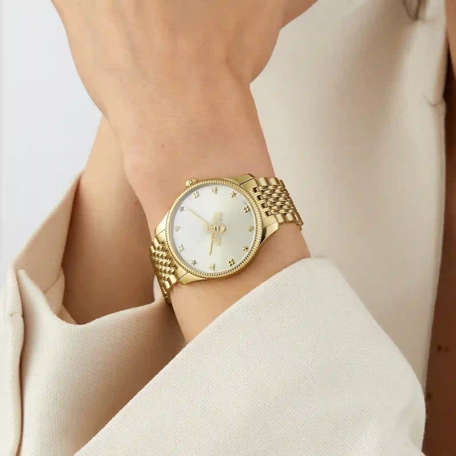 Gucci G-Timeless with Bee Slim Silver Dial Gold-Tone Women's Watch - YA1264155