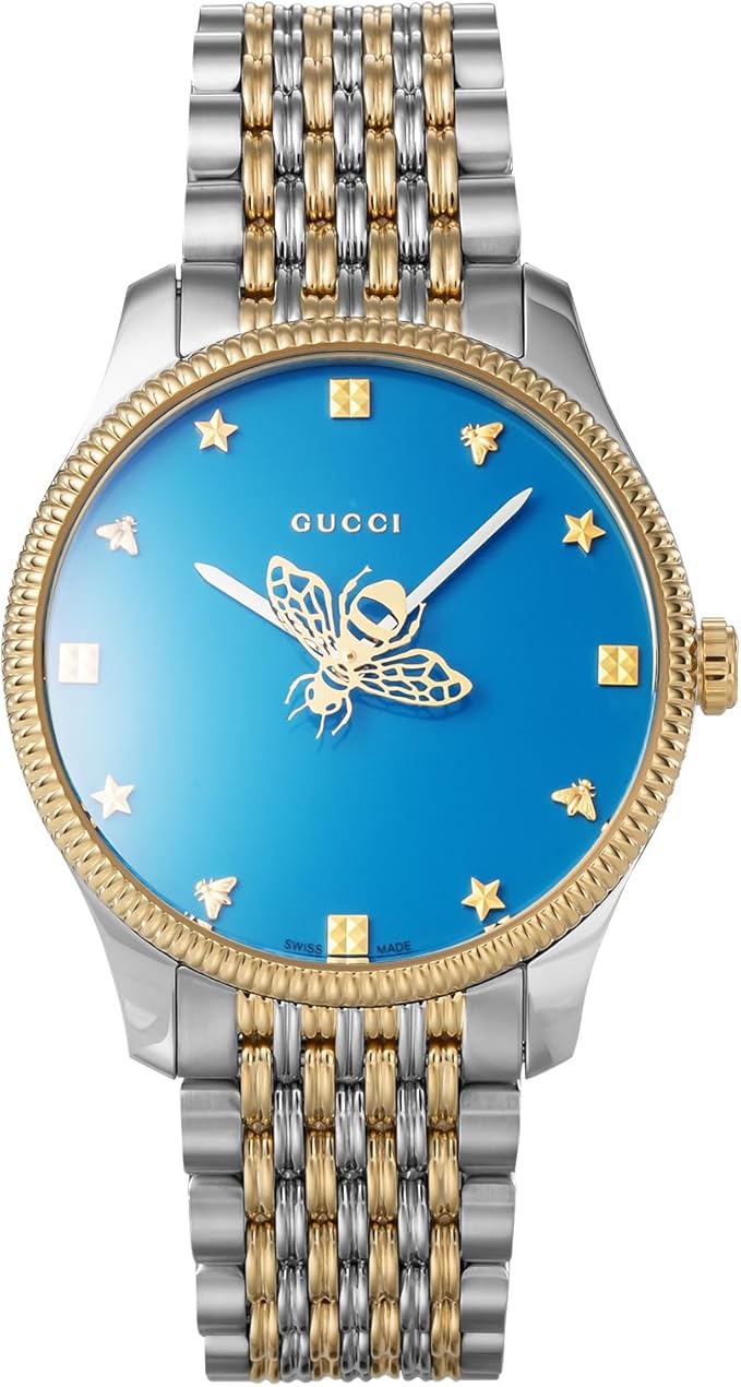 Gucci G-Timeless 36mm Two-Tone Quartz Blue Dial with Bee Motif Women's Watch - YA1264201