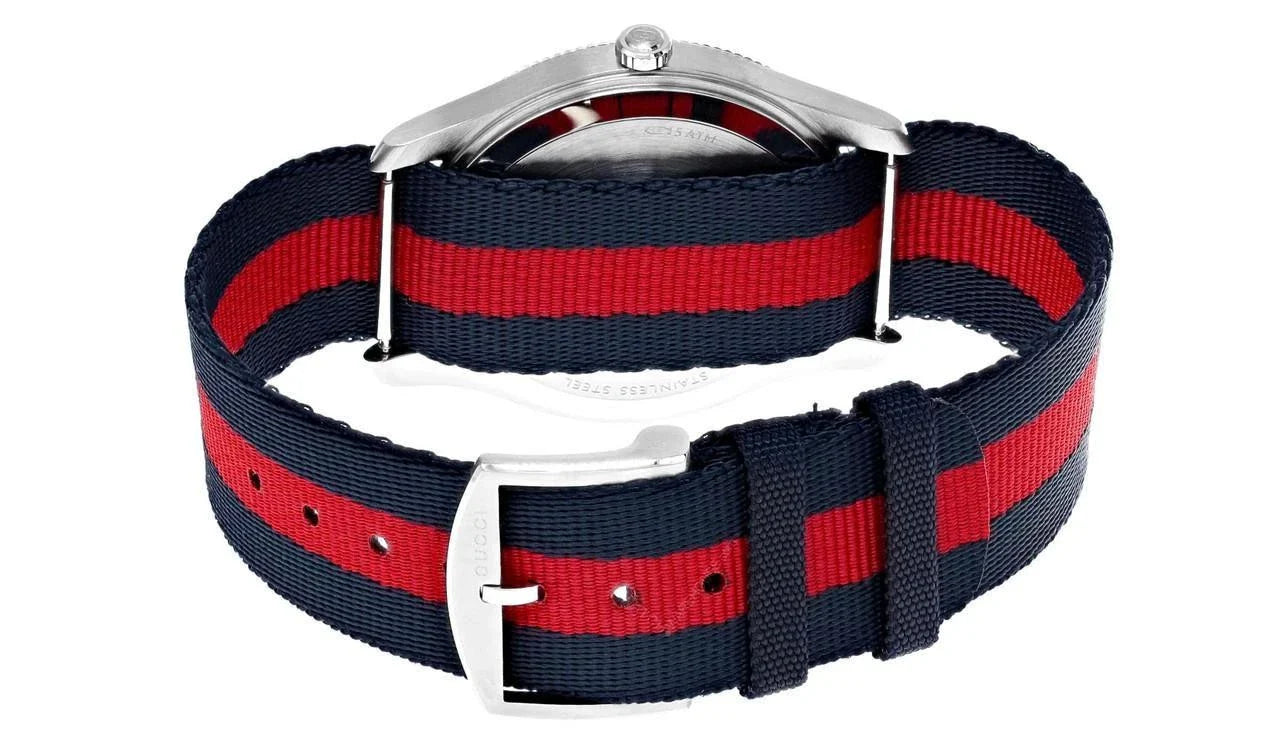 Gucci G-Timeless Quartz 38mm Silver Dial Nylon Strap Men's Watch YA1264237