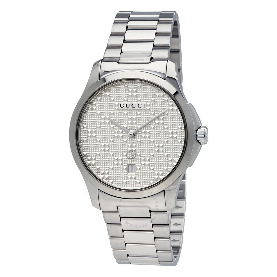 Gucci G-Timeless Silver Diamante Dial Steel Unisex Watch YA126459