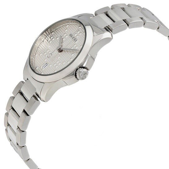 Gucci G-Timeless Silver Diamante Dial Steel Unisex Watch YA126459