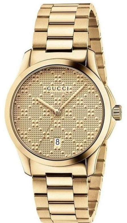 Gucci G-Timeless Yellow Gold Diamond Pattern Dial Unisex Watch YA126461