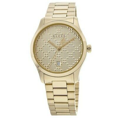Gucci G-Timeless Yellow Gold Diamond Pattern Dial Unisex Watch YA126461