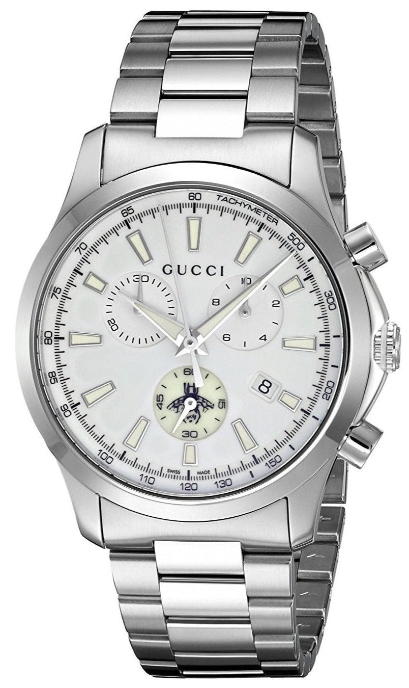 Gucci G-Timeless 38mm Quartz Steel Silver Dial Chronograph Men Watch - YA126472