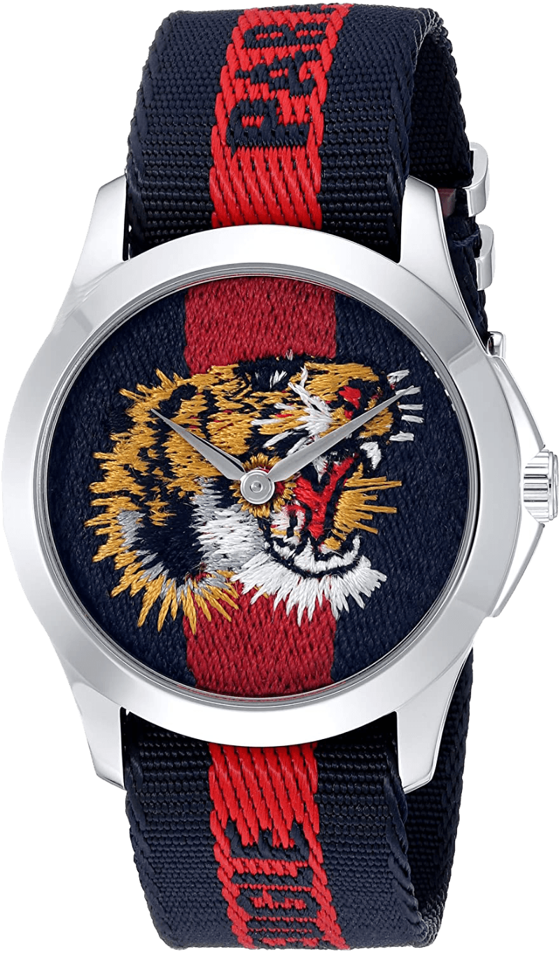 Gucci G Timless Le Marche Des Merveilles Blue & Red Dial Blue & Red Nylon Strap Unisex Watch - YA126495