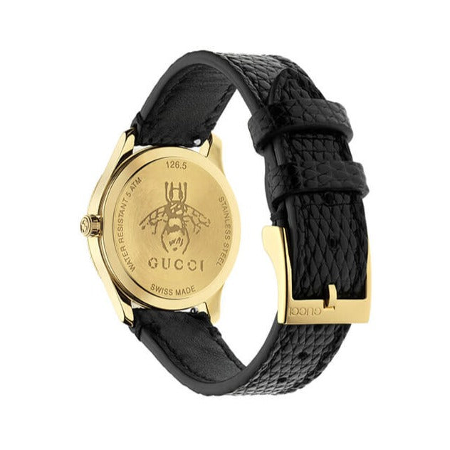Gucci G-Timeless Blue Dial Black Leather Strap Women's Watch YA1265018