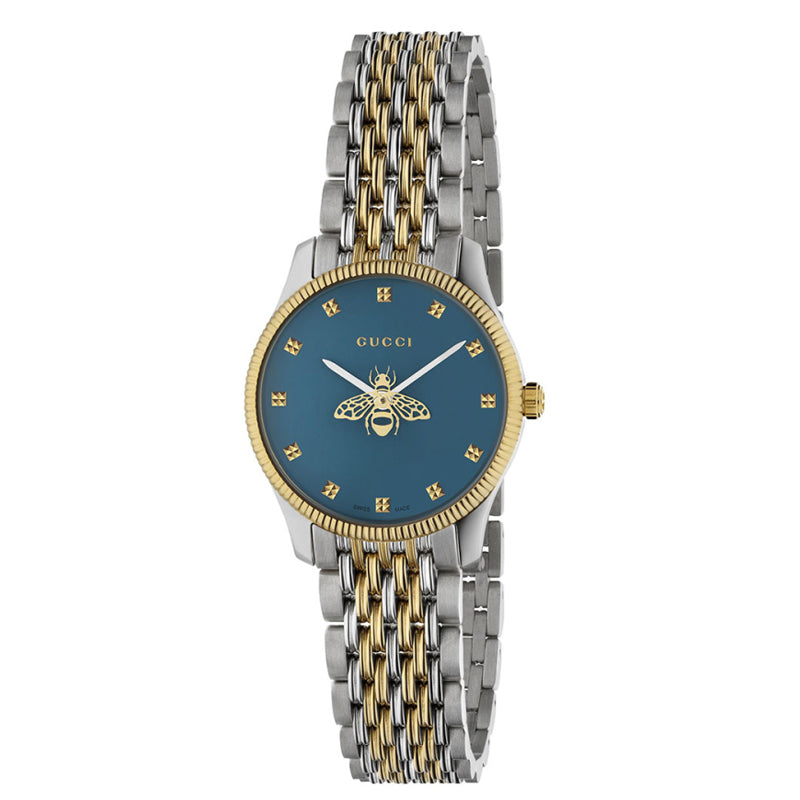 Gucci G-Timeless Quartz Blue Dial Two Tones Ladies Watch YA1265029