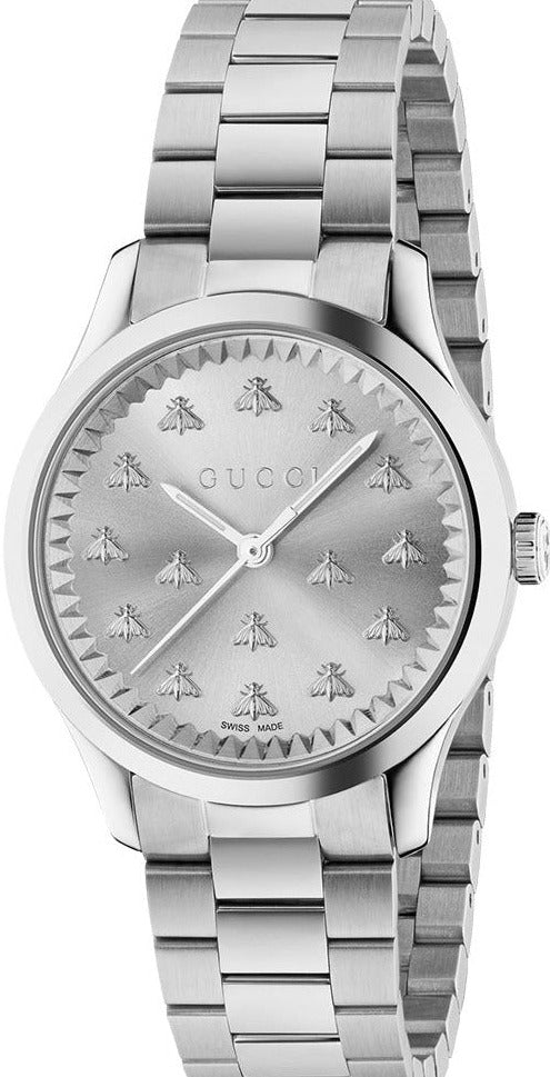 GUCCI G-Timeless 32MM Quartz S-Steel Silver Dial Women's Watch YA1265031
