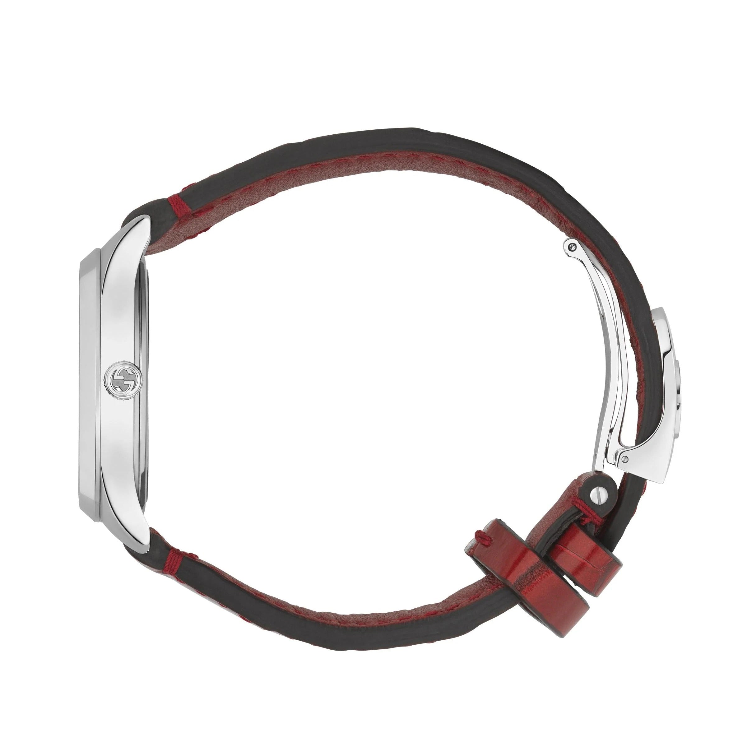 Gucci G-Timeless Silver watch with Bees Red Leather Strap YA1265057