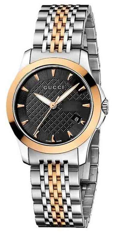Gucci G-Timeless Two-tone Stainless Steel Black Dial Quartz Watch for Ladies - YA126512