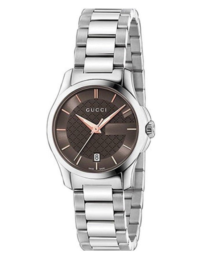 Gucci G-Timeless Brown Dial Stainless Steel Ladies Watch YA126529