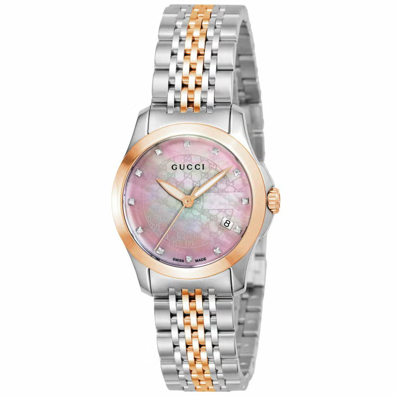 G-Timeless Quartz Pink Dial Stainless Steel Ladies Watch - YA126538