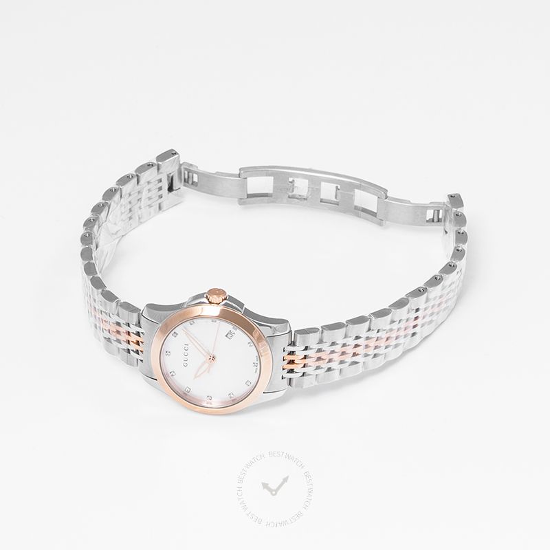 Gucci Mother of Pearl Two-Tone Stainless Steel G-Timeless Women's Watch - YA126539