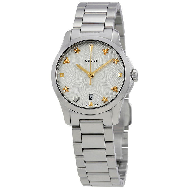 Gucci G-Timeless Silver Dial 27mm Steel Women's Watch YA126572A