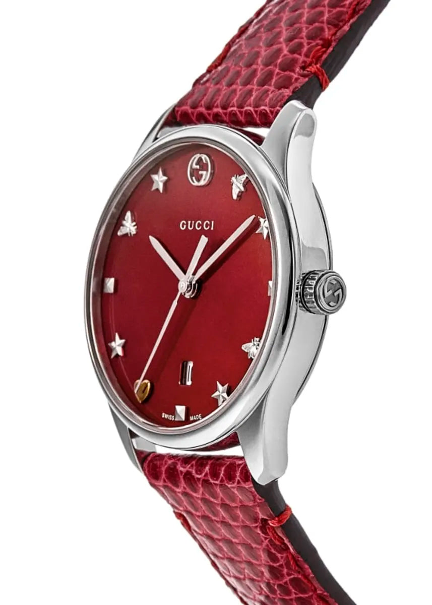 Gucci G-Timeless Red Mother of Pearl Dial Ladies Watch YA126584