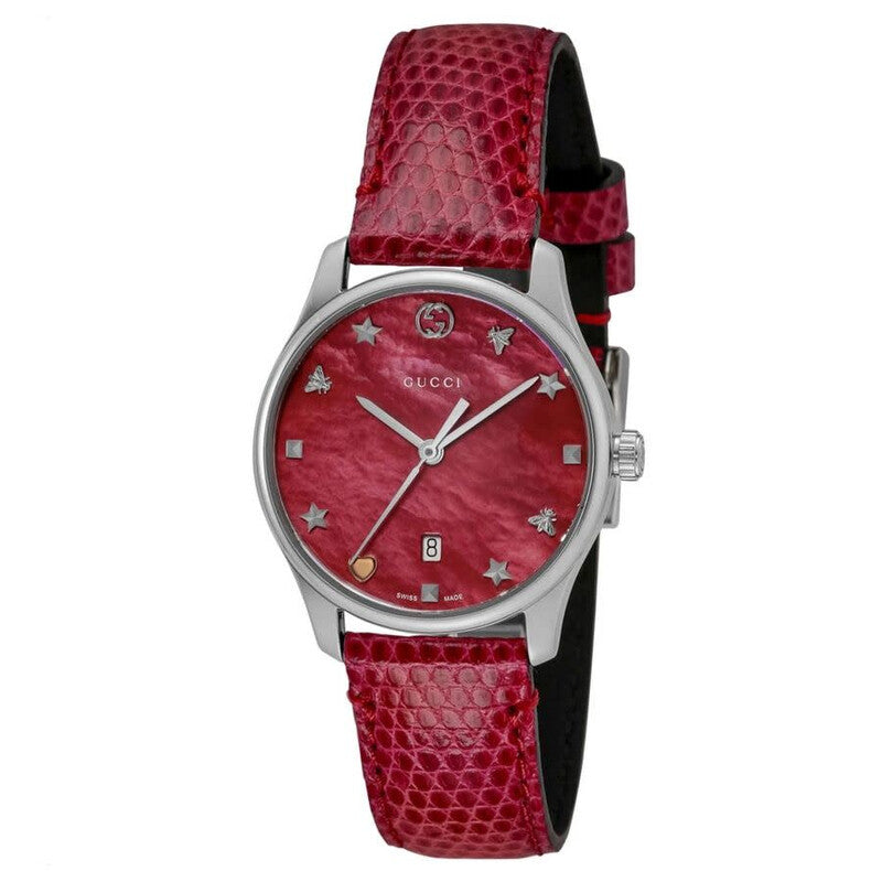 Gucci G-Timeless Red Mother of Pearl Dial Ladies Watch YA126584