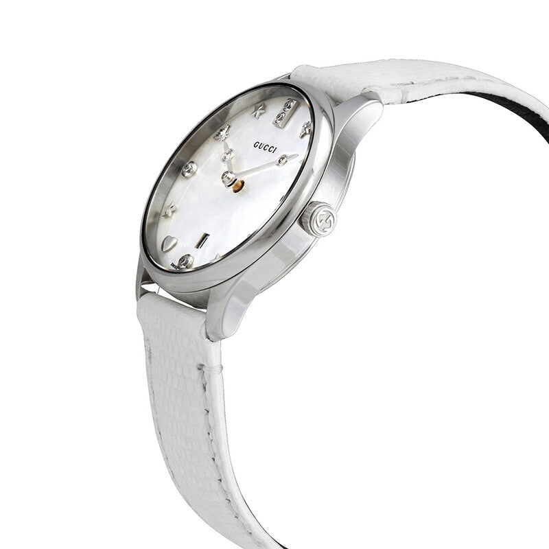 Gucci G-Timeless Mother of Pearl Dial White Ladies Watch - YA126597