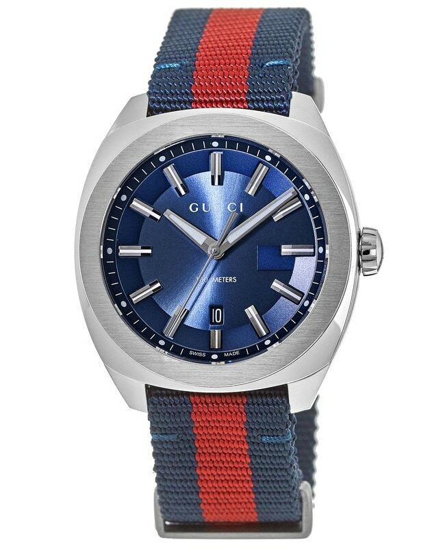 Gucci GG2570 men's timepiece with applied hour markers and date window