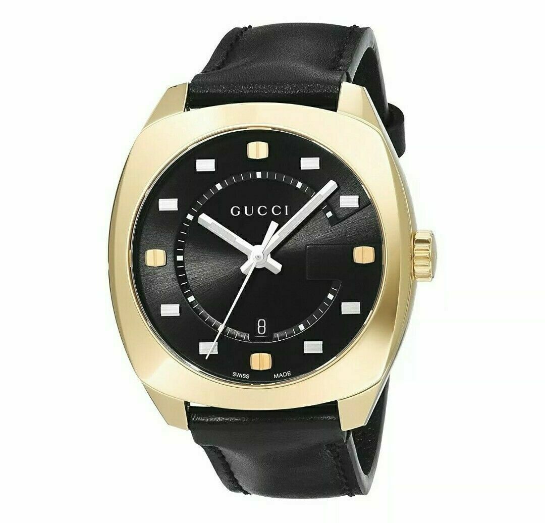 Gucci GG2570 black dial watch with gold-tone stainless steel case