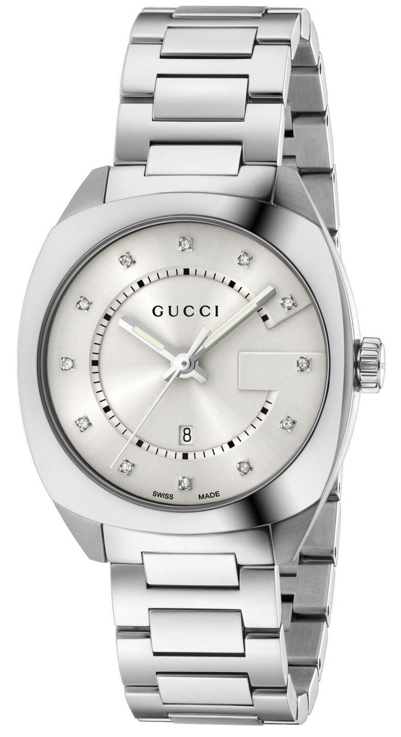 Gucci GG2570 White Dial Diamond Stainless Steel Women's Watch YA142403